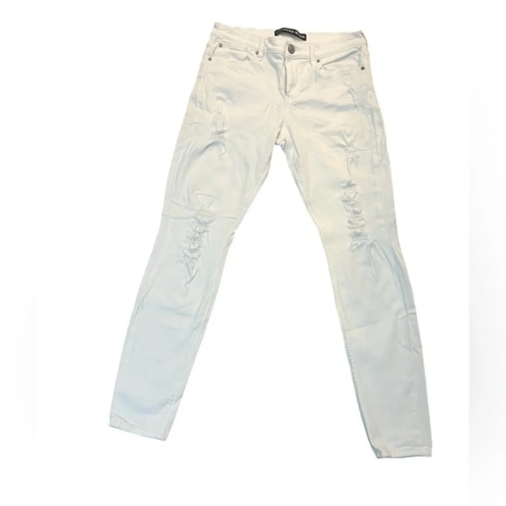 Express Women's Mid- Rise White Distressed Legging Jeans Size 8